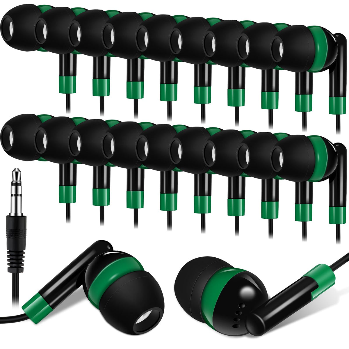 Kanayu 100 Pack Wired Earbuds Bulk for Classroom, No Mic 3.5mm, Yellow