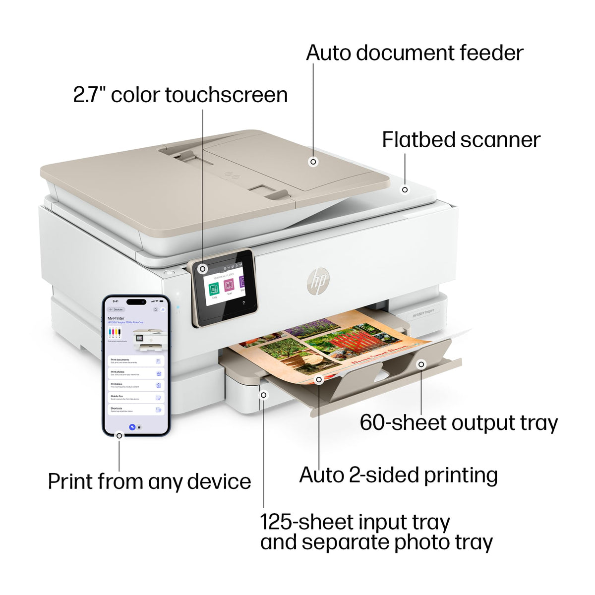 HP Envy Inspire 7955e Wireless Color Inkjet Printer, Print, scan, copy, Easy setup, Mobile printing, Best-for-home, 3 month Instant Ink trial included, AI-enabled (1W2Y8A)