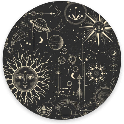 Armanza Round Mouse Pad, Celestial Pattern Sun and Moon Mouse Pad, Washable Gaming Mousepads with Lycra Cloth, Non-Slip Rubber Base Computer Small Mouse Pads for Wireless Mouse