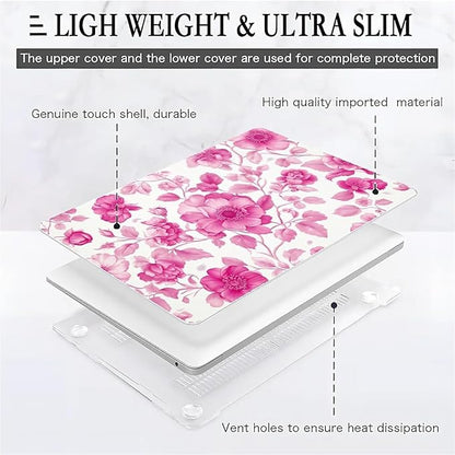 Compatible with MacBook Air 13.3 13.6 Inch Case 2022 2021 2020 2019 Plastic Hard Shell Case Cover,13.6 Air (A2681) M2 2022, Pink Vintage Floral