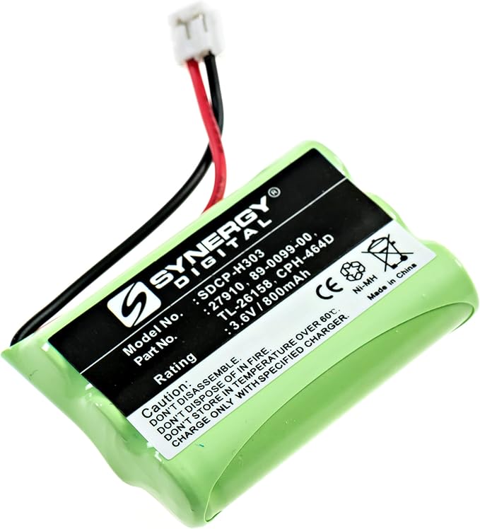 Synergy Digital Cordless Phone Battery, Compatible with 1X3AAA/D Cordless Phone Battery (Ni-MH, 3.6V, 800mAh) - Ultra Hi-Capacity Battery
