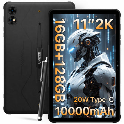 UMIDIGI 2K 11inch Rugged Tablet Android,Active T1 Octa-core 16GB RAM+128GB ROM,10000mAh,16+16+8MP Camera Waterproof Tablet with SIM Card Slot Unlocked/Stylus Pen/4G LTE/WiFi-5/BT 5.0/GPS,Warranty