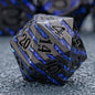 Anitque Metal Dice D&D,Metal Glitter Stripe Dice 7pcs Set with Gift Case,Polyhedral Dice for Role Playing Game (Black Nickel Dark Purple)
