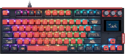 MOLGRIA SKYLOONG GK87 JIUWEI Pudding Keycaps RGB Backlit Gaming Keyboard, Hot Swappable Red Machinery Gateron Switches, Triple-Mold Connection with Knobs and LCD Display Mechanical Keyboard