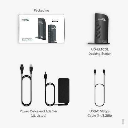 Plugable USB-C Triple Monitor Docking Station: 13-in-1 Laptop Dock with 100W Charging for Mac (DisplayLink Driver Required), Windows, Chrome, 3 HDMI, Gigabit Ethernet, SD, USB-C 20W, 4 USB - UD-ULTCDL