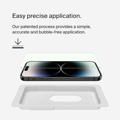 Belkin ScreenForce UltraGlass Blue Light Filter Screen Protector for iPhone 14 Pro Scratch-Resistant Impact Protection w/Included Easy Align Tray for Bubble-Free Application