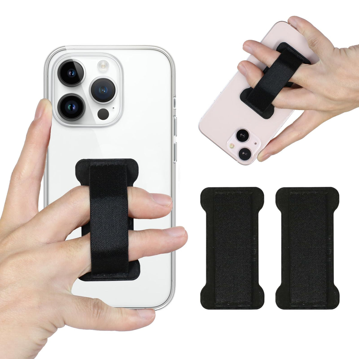 WUOJI Universal Phone Grip for Smartphones - Phone Holder for Hand for Back of Phone - Wireless Charging Compatible - 2Pack(Black Green)