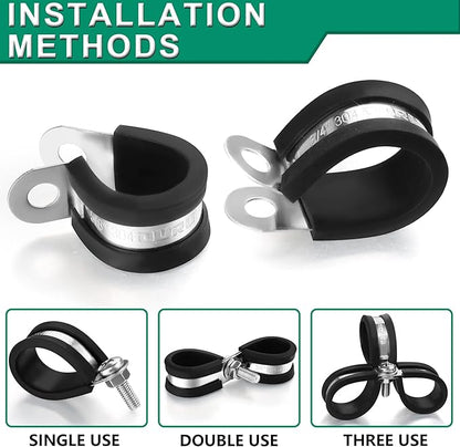 OURU 1-3/4 Inch Cable Clamps, Rubber Coated Insulated Clamps, 10pcs, 45mm