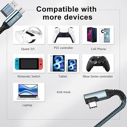 Kuject Link Cable 16FT Compatible for Quest 3S/3, Quest 2/Pro, Pico 4, Nylon Braided Accessories for Rift S/Steam VR Games, USB 3.0 Type C to C High Speed Data Transfer Charging Cord for Gaming PC