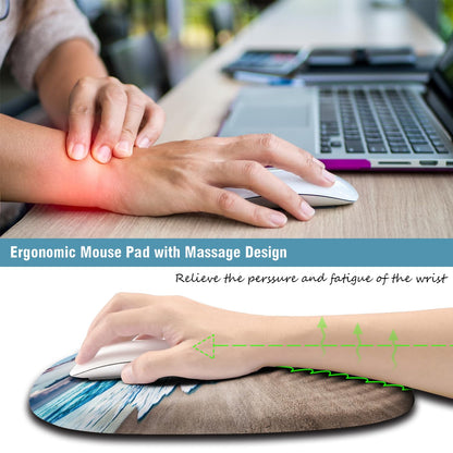 Armanza Sunset Mouse Pad, Ergonomic Mouse Pad with Wrist Rest Support, Non-Slip PU Base Desktop Mousepad for Pain Relief, Computer, Office & Home, Beach