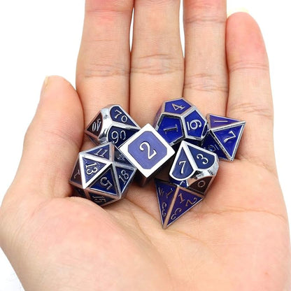 Haxtec Heat Sensitive Metal DND Dice Set Color Changing Metal Dice Temperature Polyhedral D&D Dice Compatible with Dungeons and Dragons RPG-Silver Black Blue Shift