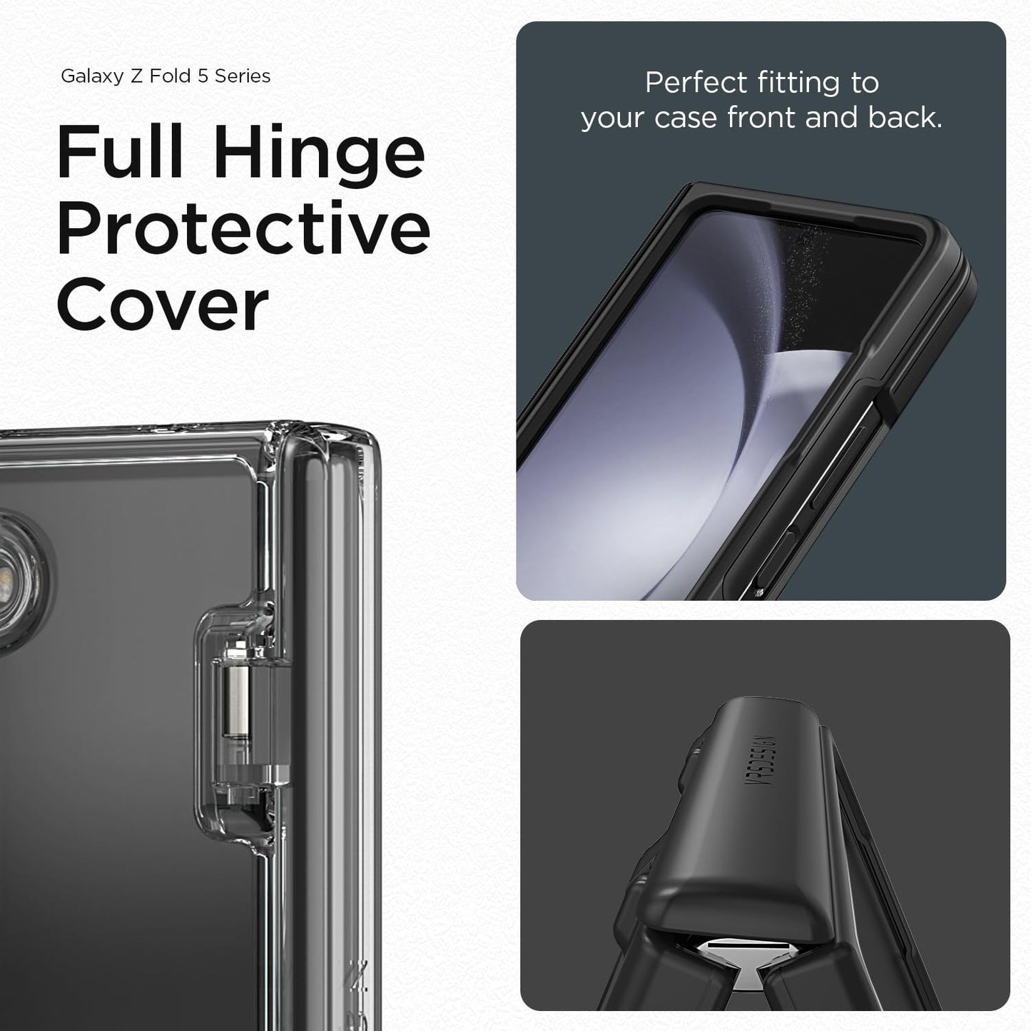 VRS DESIGN Phone Case for Galaxy Z Fold 5 5G (2023) [Terra Guard Modern], Premium Modern Neat Style Case [Anti Scratch Spring-Loaded Hinge Protection] with Screen Protector (Matte Black/Renewed)
