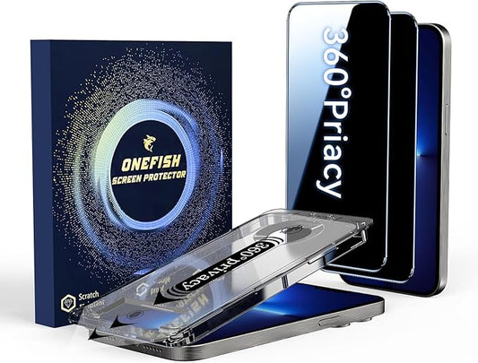 OneFish Screen Protector for iPhone 14 Pro Max 360° Privacy, 2 Pack