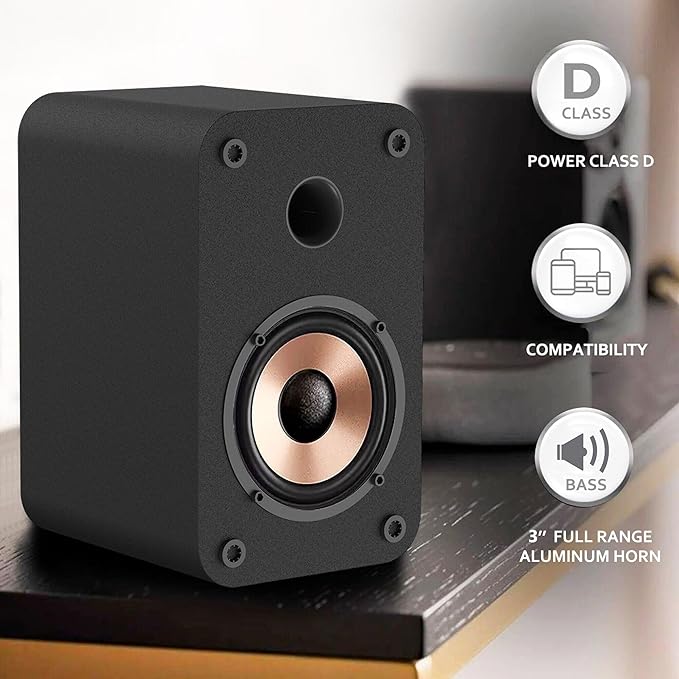 LONPOO Blueooth Computer Speakers for Desktop PC and Laptop, Plug-N-Play, 30W RMS Active Bookshelf Speaker with 3-Inch Full Range Speaker,Support USB Playback,Aux-in and 3.5mm Earphone Port