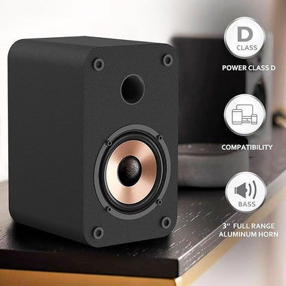 LONPOO Powered Bookshelf Speaker, Computer Speakers for Desktop and Laptop with 3" Alluminium Speaker,30 Watts RMS with Bluetooth,Aux,Sold As Pair