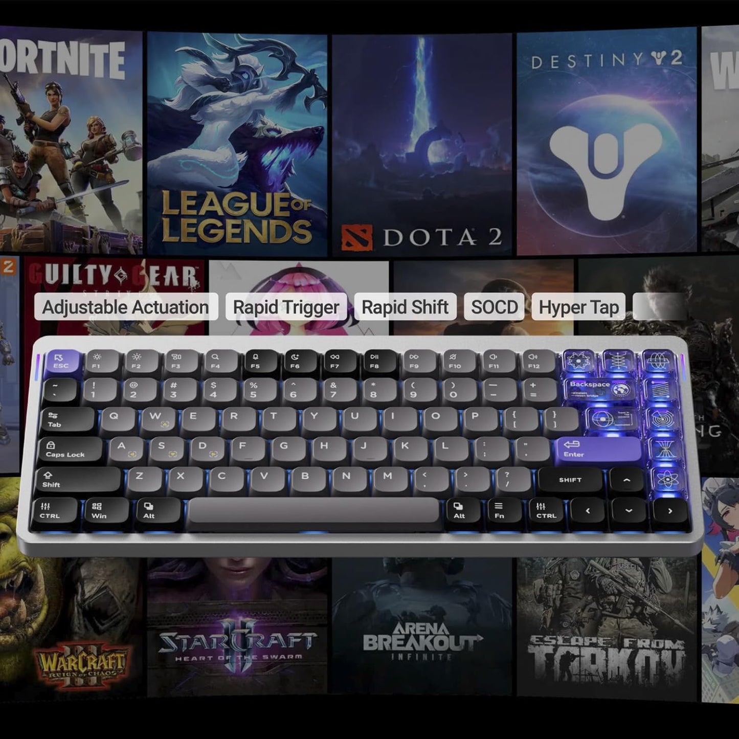 nuphy Air75 HE Rapid Trigger Low Profile Gaming Keyboard,Hall Effect keybaord,84 Keys 75 Percent Layout Wired Magnetic Switches Keyboards,Magnetic Jade Pro Switch