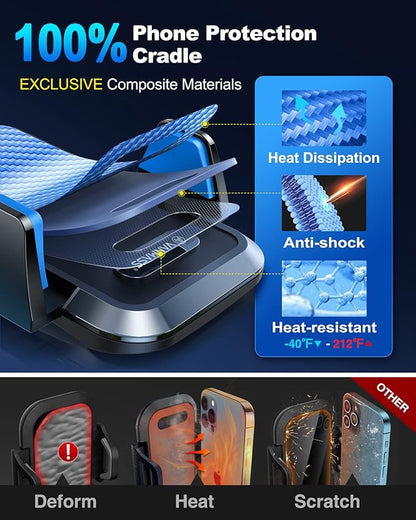 VANMASS Universal Car Phone Mount,【Patent & Safety Certs】 Upgraded Handsfree Stand, Phone Holder for Car Dashboard Windshield Vent, Compatible iPhone 13 12 11 Pro Max Xs XR X 8, Galaxy (Blue)
