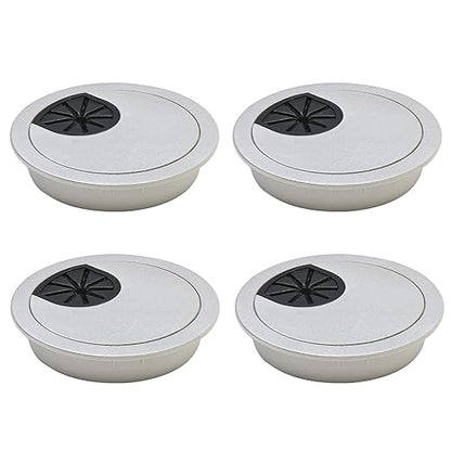 Desk Grommet 2-3/8" (60 mm), Desk Cord Hole Cover, Cable Grommet ABS Plastic, Desk Hole Grommet for Office and Home Table Cable, Detachable Cable Cord Organizer (Silver Sand 4 Pcs)