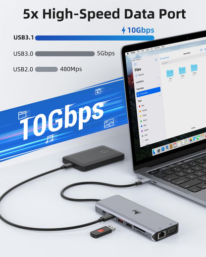 USB C Docking Station 4 Monitors, LIONWEI 13-in-1 USB C Hub for Laptop Mac
