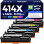 414X Toner Cartridges Set 4-Pack High Yield with Chip Replacement for HP 414X 414A Toner Compatible with HP Color Laserjet M455dn MFP M480f M454dn M454dw MFP M479fdn M479fdw Printer