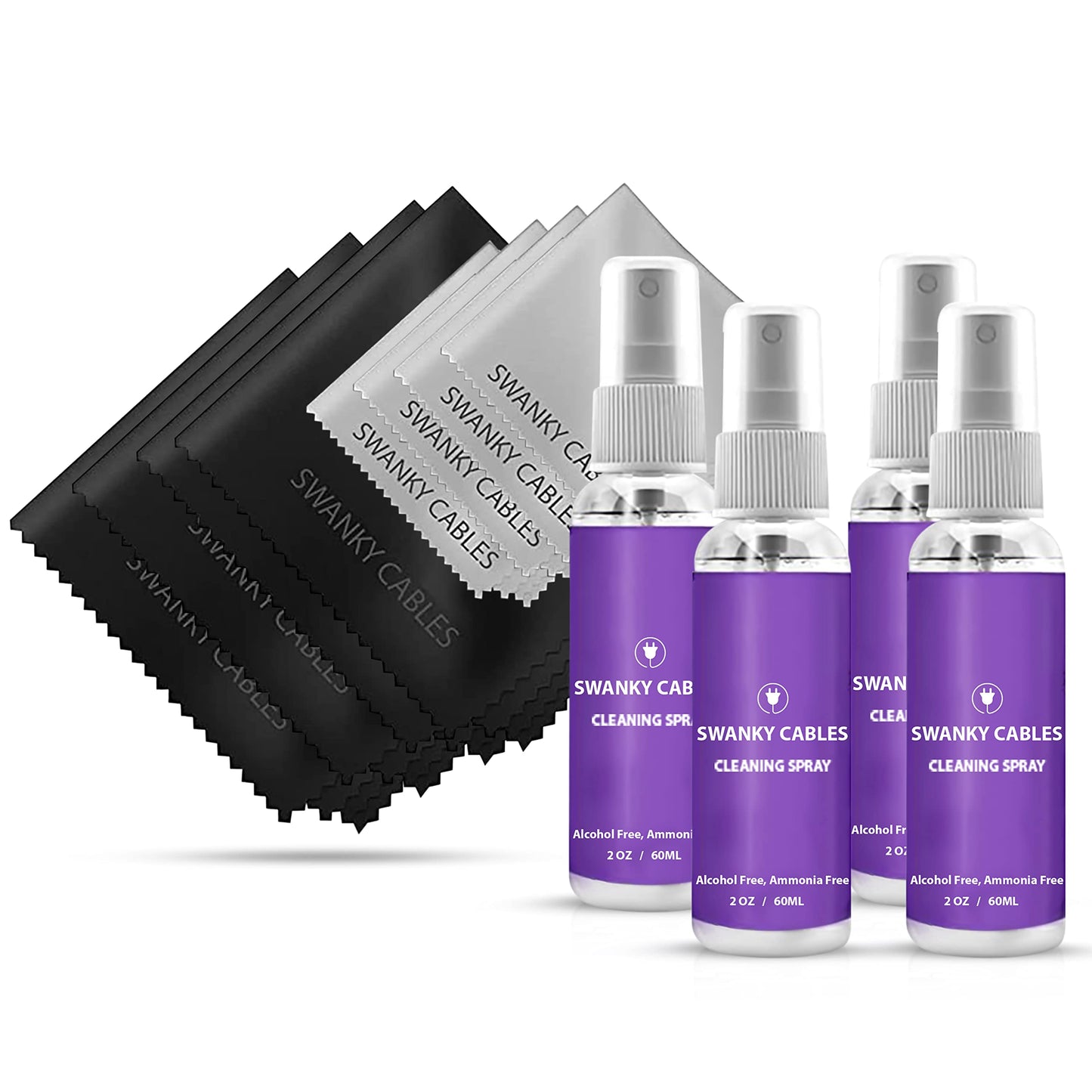 Swanky Screen Cleaner Kit: Microfiber Cloths & Spray for TV, iPad, iPhone, Monitor & Laptop (2 Oz, 4-Pack)
