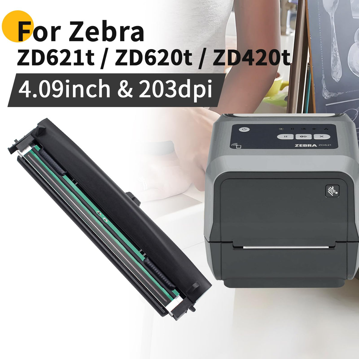 P1080383-226 New Kit Printhead for Zebra ZD621t ZD620t ZD420t ZD621 T-Series Thermal Mobile Label Printer 203dpi P1112640-240