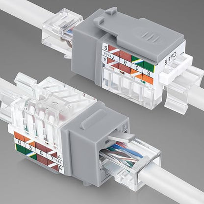 Everest 45° Angled RJ45 Cat6 Keystone Jacks 50-Pack in Gray - Slim Profile Female RJ45 Connectors - Cat 6 Keystone Jack - Compatible with 45° Angled Speed Termination Tool - 45Term (B0BL3GS7ZY)