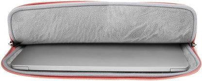 RAINYEAR 13 Inch Laptop Sleeve PU Suede Leather Case Water Resistant Cover Carrying Bag Compatible with 13.3" MacBook Air/Pro A3113 A3240 A2338 A2681 A2337 A2159 A2179 A2251 A2289(Coral)