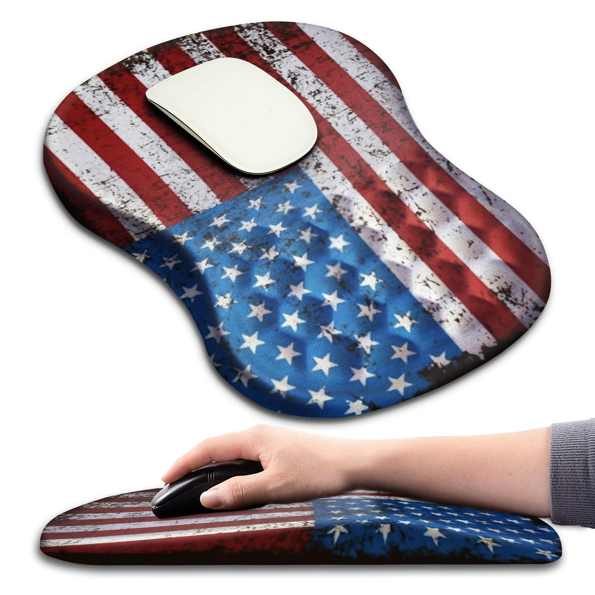 Hokafenle Ergonomic Mouse Pad Wrist Support with Massage Design, Wrist Rest Pain Relief Mousepad with Memory Foam&Non-Slip PU Base, Mouse Pads for Wireless Mouse & Desk (12x8 inch,Olive Green)