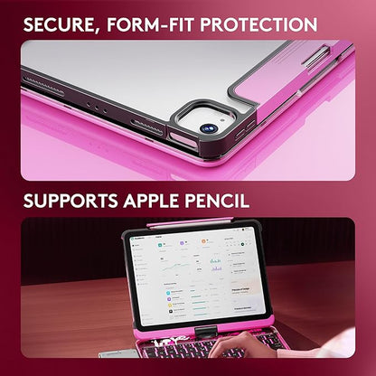GUSGU Transparent Case with Wireless Keyboard only for 2024 iPad Pro 13-in.(M4), 7 Colors Backlight, Trackpad, 360°Rotating Stand for iPad Pro 13, Tech Style