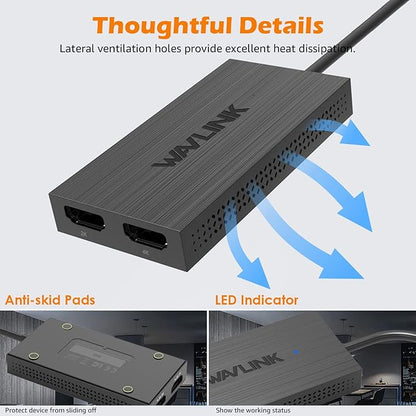 WAVLINK USB 3.0 or USB C to HDMI Adapter, HDMI Splitter for Dual Monitors, Universal Video Graphics for Thunderbolt 3/4, USB 4, Windows, Mac OS