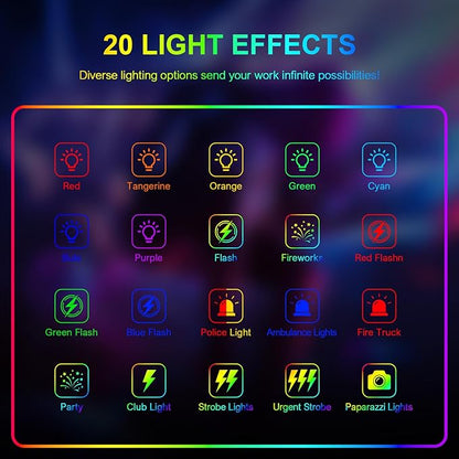 Hagibis RGB Camera Light,360°Full Color Portable Video Light LED Photo Light w Cold Shoe,2200mAh Rechargeable CRI97+,20Effects Lighting for Photography/Advertising Poster/Short Film (RGB-Black)