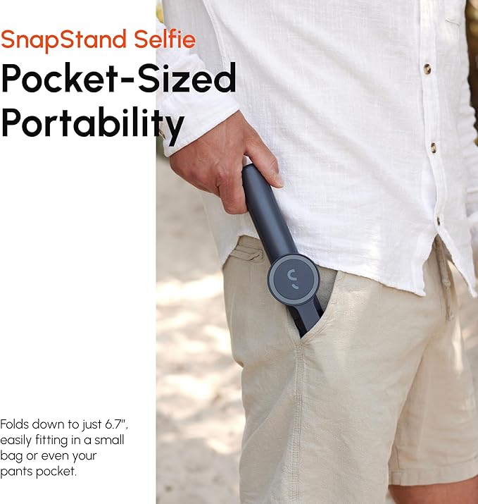 ShiftCam SnapStand Selfie – Magnetic Selfie Stick & Tripod – Compact, Foldable & Extendable with Tilt Head and Magnetic Bluetooth Remote (Midnight, SnapStand Selfie)