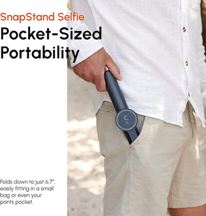 ShiftCam SnapStand Selfie – Magnetic Selfie Stick & Tripod – Compact, Foldable & Extendable with Tilt Head and Magnetic Bluetooth Remote (Stone, SnapStand Selfie)