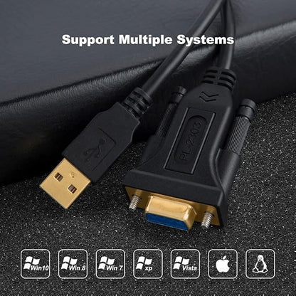 CableCreation USB to RS232 Serial Adapter with PL2303 Chip, 3.3 FT USB to DB9 Pin Female Converter Cable for Cashier Register, Modem, Scanner, Digital Cameras, CNC etc, Black