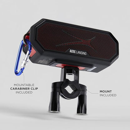 Altec Lansing Magnetic Bluetooth Speaker HYDRAJOLT 2.0, Waterproof IP67, 12W Output Power, 16H Battery, Multicolor LED, 100ft Wireless Range, Voice Assistant, USB-C Quick Charge