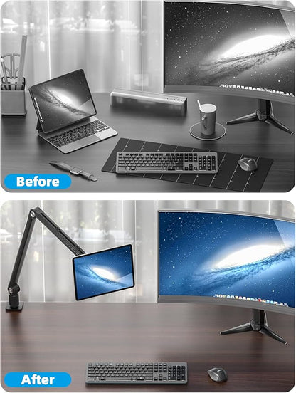 Portable Monitor Arm Magnetic Vesa Mount - 360° Swivel Compatible with 10 10.1 10.5 11 11.6 12 12.5 13.3 13.4 14 15.6 17 17.3 18 18.5 inch Monitor 75x75mm VESA Quick Release FS07D
