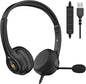 Monster VoiceLink 100 Wired Binaural Headset for PC/Laptop, Computer Headset Stereo Headphones with Microphone, Clear Talk USB-C Wired Headphone for Office, Telephone Counselling Services Work