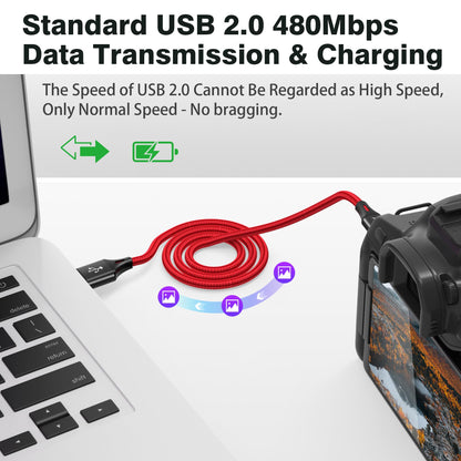 AGVEE 2 Pack 6.6ft Mini USB Cable, Durable USB-A to Mini-B Data and Charger