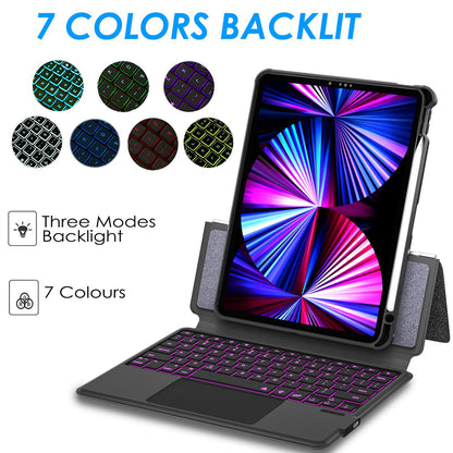 eoso iPad Air 5th Keyboard Case for iPad Air 11 inch (M2) 2024/4th/3rd/2nd/1st Gen -iPad10.9 Air 5 /Air 4 Gen-7 Color Backlight,Touchpad Detachable Slim Cover with Pencil Holder (10.9"/11",Black)