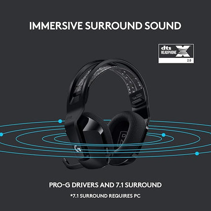 Logitech G733 Lightspeed Wireless Gaming Headset, Suspension Headband, Lightsync RGB, Blue VO!CE Mic, PRO-G Audio – Black, Gaming Headset Wireless, PC, PS5, PS4, Switch Compatible