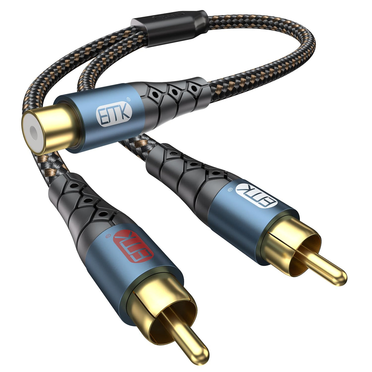 EMK RCA Subwoofer Cable 90 Degree RCA to RCA Audio Cable 24K Gold-Plated Nylon Braided Double Shielded Digital Analogue Supports Amplifiers,Home Theater,Hi-Fi Systems,Subwoofer(30ft/10m)