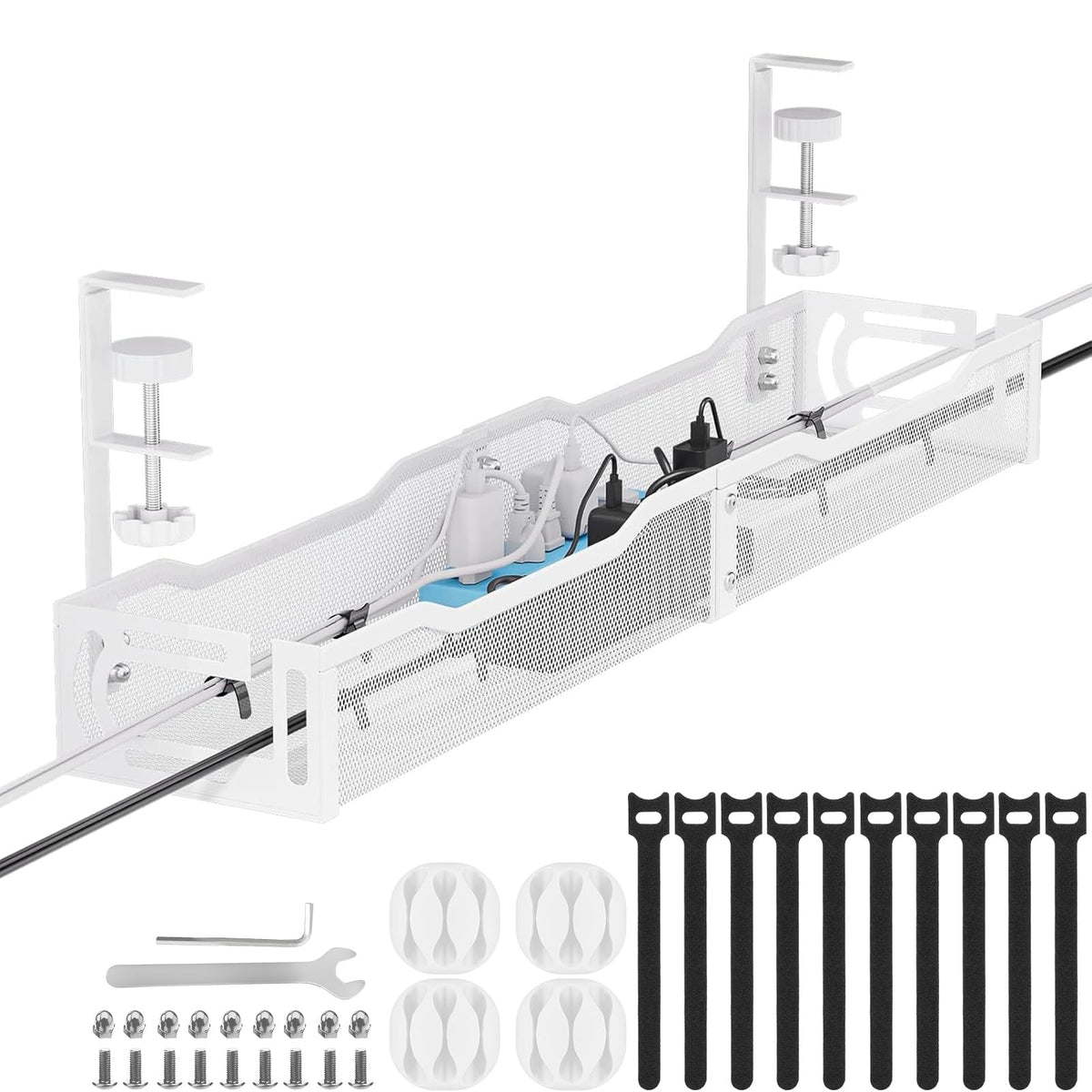 Mzmaxy Cable Management, 25'' Cable Management Under Desk, Cable Tray