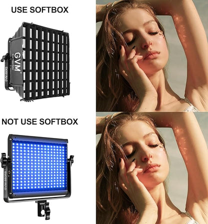GVM RGB Photography Lighting Kits with 2 Softboxes, 880RS 60W Studio Lights with Bluetooth Control, 2 Packs Video Light with 18 Lighting Scenes, led Panel Lights for Video Recording, 8330lux/0.5M