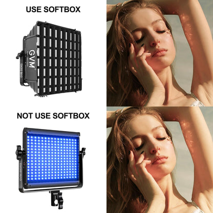 GVM RGB Photography Lighting Kits with 2 Softboxes, 880RS 60W Studio Lights with Bluetooth Control, 2 Packs Video Light with 18 Lighting Scenes, led Panel Lights for Video Recording, 8330lux/0.5M