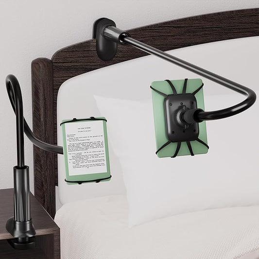 Arctiiro Gooseneck Kindle Holder for Reading in Bed - [Case-Friendly] Phone Holder for Bed, Kindle Paperwhite Stand Accessories, Overhead Cell Phone Clamp Mount for Desk, for Tablets 4-10 inches