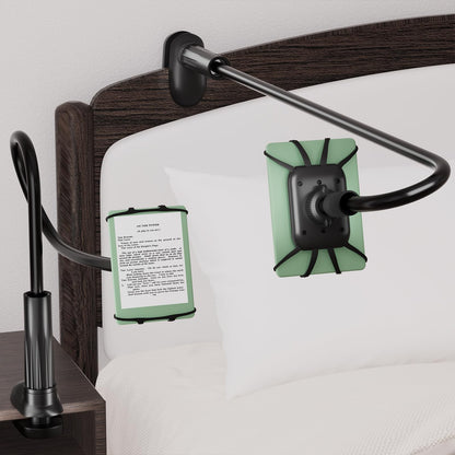 Arctiiro Gooseneck Kindle Holder for Reading in Bed - [Case-Friendly] Phone Holder for Bed, Kindle Paperwhite Stand Accessories, Overhead Cell Phone Clamp Mount for Desk, for Tablets 4-10 inches