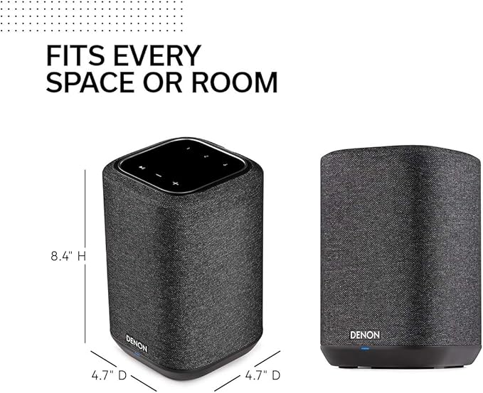 Denon Home 150 Wireless Smart Speaker – Compact Design, Wi-Fi & Bluetooth, HEOS Built-in, Alexa Built-in, Siri & AirPlay 2, Spotify Connect, Multi-Room Support, Black