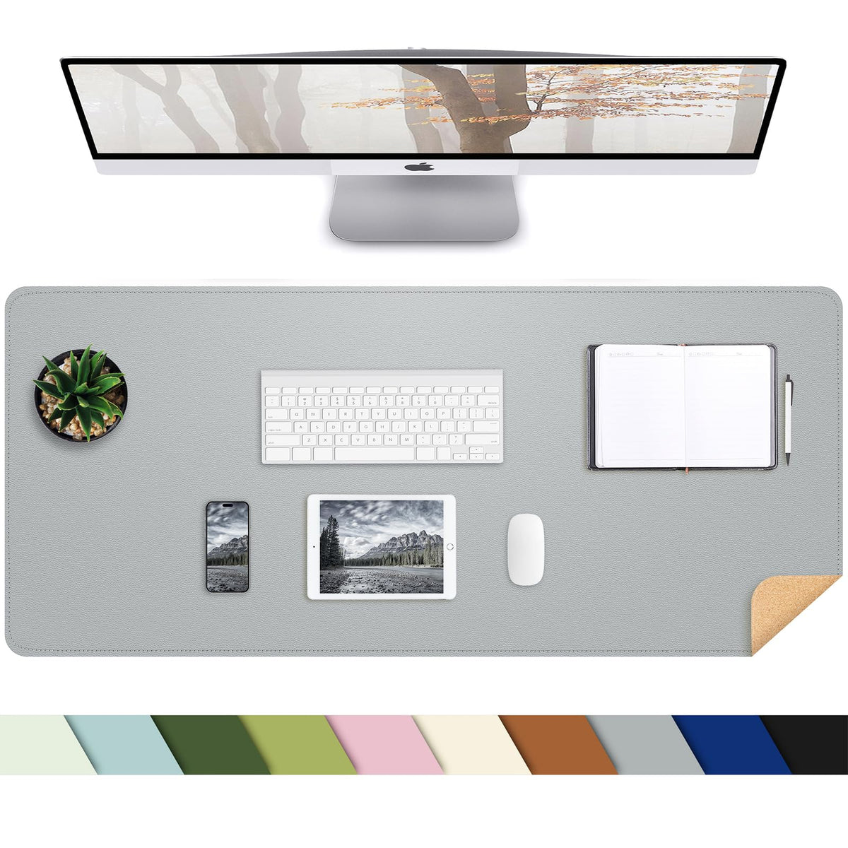 AFIING Leahter Desk Pad 47" x 17", Red,Desk Cover mat
