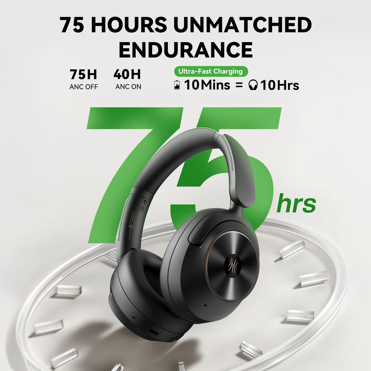 OneOdio Focus A6 Hybrid Active Noise Cancelling Headphones, 75H Playtime, LDAC Hi-Res Lossless Audio, Bluetooth 6.0, Dual Mic ENC Call, Support Wired ANC via USB-C, Wireless Over Ear Headphones